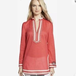 Tory Burch Embroidered Tunic Cotton Shirt